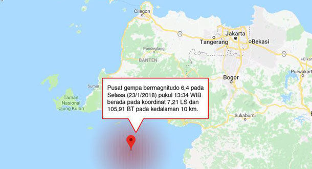 Gempa di Banten tak Berpotensi Tsunami