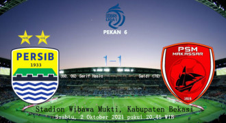 Ditahan PSM Makassar 1-1, Persib Cetak Rekor 4 Kali Imbang Beruntun