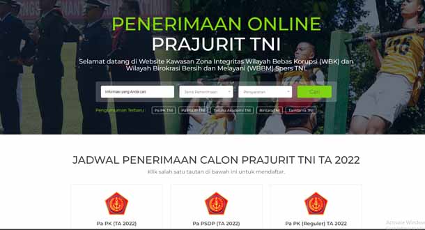 Rekrutmen Online TNI Perwira Karier untuk Lulusan D4, S1, dan S2 Tahun 2022, Dibuka