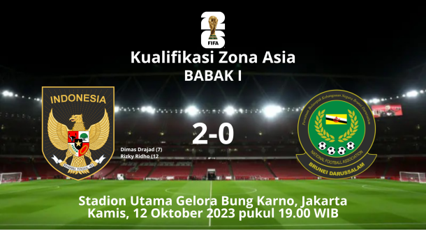 Babak I, Indonesia Unggul 2-0 atas Brunei