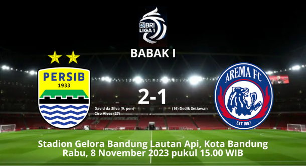 Babak I, Persib Bandung Ungguli Arema FC 2-1