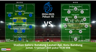 Ini Susunan Pemain Persib Bandung vs Dewa United