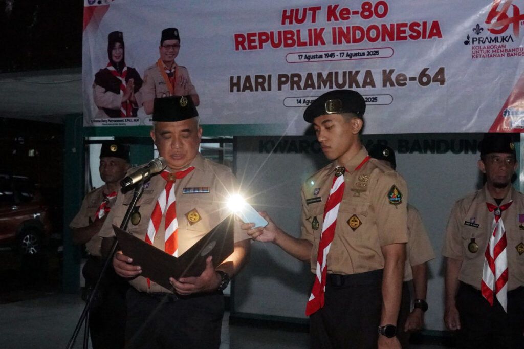 Kwarcab) Gerakan Pramuka Kabupaten Bandung menggelar kegiatan Ucapan Janji Pramuka dalam rangka memperingati