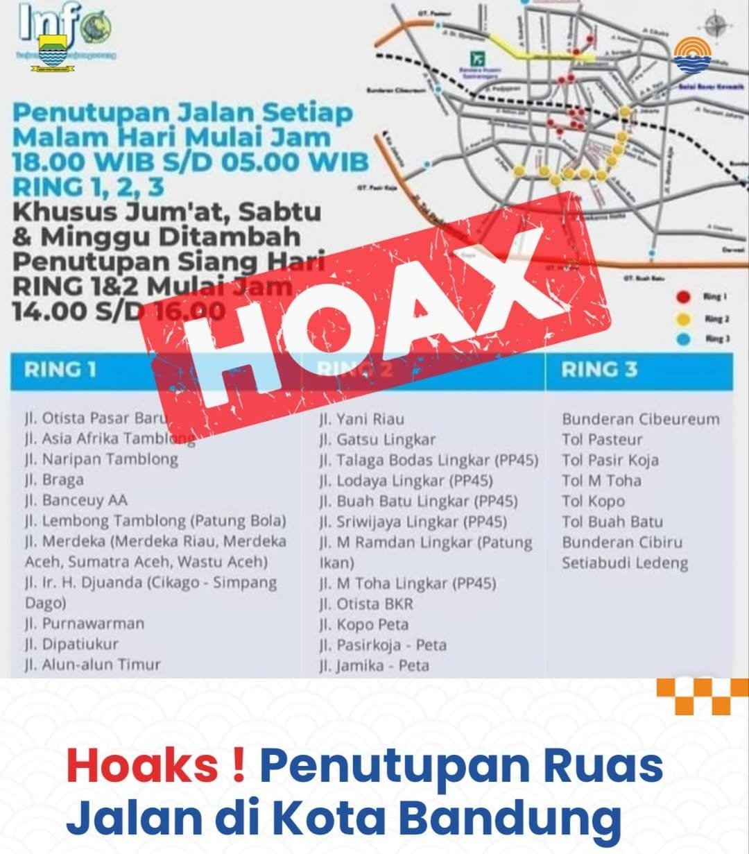 Pemkot Pastikan Penutupan Jalan di Kota Bandung Hoaks