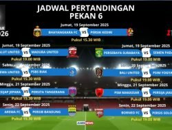 Ini Jadwal Pertandingan Pekan 6 Super League 2025-2026