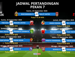 Ini Jadwal Pertandingan Pekan 7 Super League 2025-2026