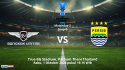 Laga seru tersaji di Stadion Pathum Thani, Rabu (1/10/2025) malam, saat Persib Bandung dijamu Bangkok United pada Grup G ACL 2 2025-2026.