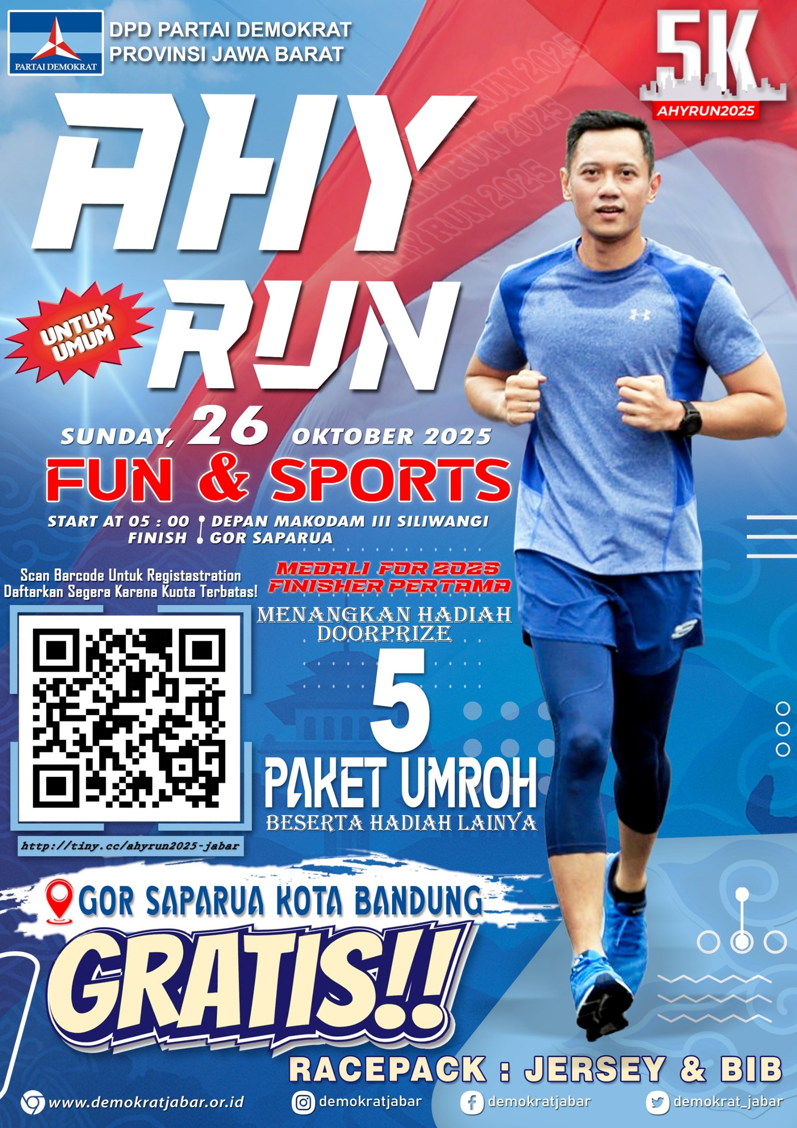 AHY RUN 2025 Siap Digelar, Berhadiah 5 Paket Umroh