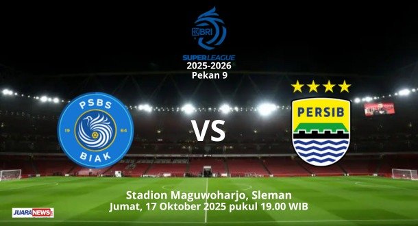Tim Persib Bandung kembali melakoni laga Pekan 9 Super League 2026-2026, dengan menghadapi PSBS Biak, Jumat (17/10/2025) malam.