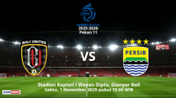 Persib Bandung kembali melakoni laga Super League 2025-2026, menghadapi Bali United di Stadion Kapten I Wayan Dipta, Sabtu (1/11/2025) malam.