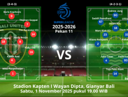 Ini Susunan Pemain Bali United vs Persib Bandung