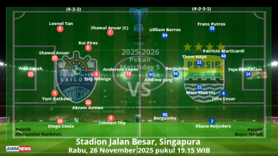 Ini Susunan Pemain Lion City Sailors vs Persib Bandung