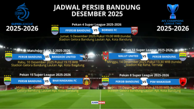 Lakoni 5 Laga dalam Sebulan, Ini Jadwal pertandingan Persib Bandung di Desember 2025