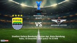 Persib Bandung menghadapi Bangkok United pada laga menentukan di matchday 6 ACL 2 2025-2026, di Stadion GBLA, Rabu (10/12/2025) malam.