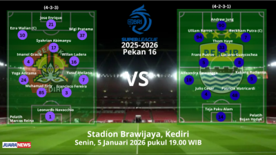 Ini Susunan Pemain Persik Kediri vs Persib Bandung