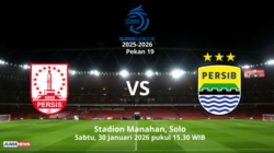 Ini Susunan Pemain Persis Solo vs Persib Bandung di Pekan 19 Super League 2025-2026