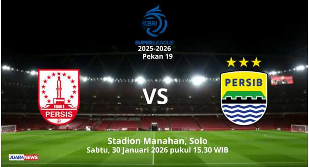 Persib Bandung melakoni laga penting pada Pekan ke-19 Super League 2025-2026, menghadapi Persis Solo, Sabtu (31/1/2026) malam.