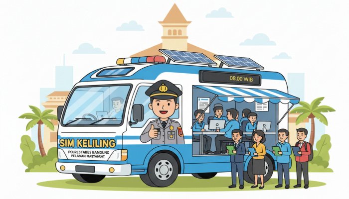 Polrestabes Bandung kembali menghadirkan layanan SIM Keliling di dua titik keramaian ITC Kebon Kelapa dan Tenth Avenue (Jl. Soekarno Hatta.