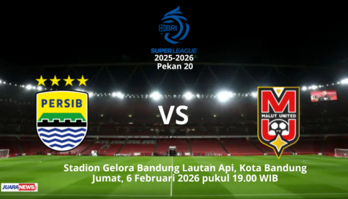 Laga sengit bakal tersaji di Stadion GBLA, Jumat (6/2/2026) malam, saat Persib Bandung menjamu Malut pada Pekan 20 Super League 2025-2026.