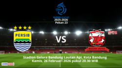 Persib Bandung mendapat ujian dalam mempertahankan posisinya di puncak klasemen Super League 2025-2026, dengan menghadapi Madura United.