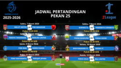 Kompetisi Super League 2025-2026 memasuki Pekan 25, yang dimulai pada Jumat (7/3/2026) hingga Kamis (12/3/2026) mendatang.
