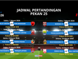 Ini Jadwal Pertandingan Pekan 25 Super League 2025-2026