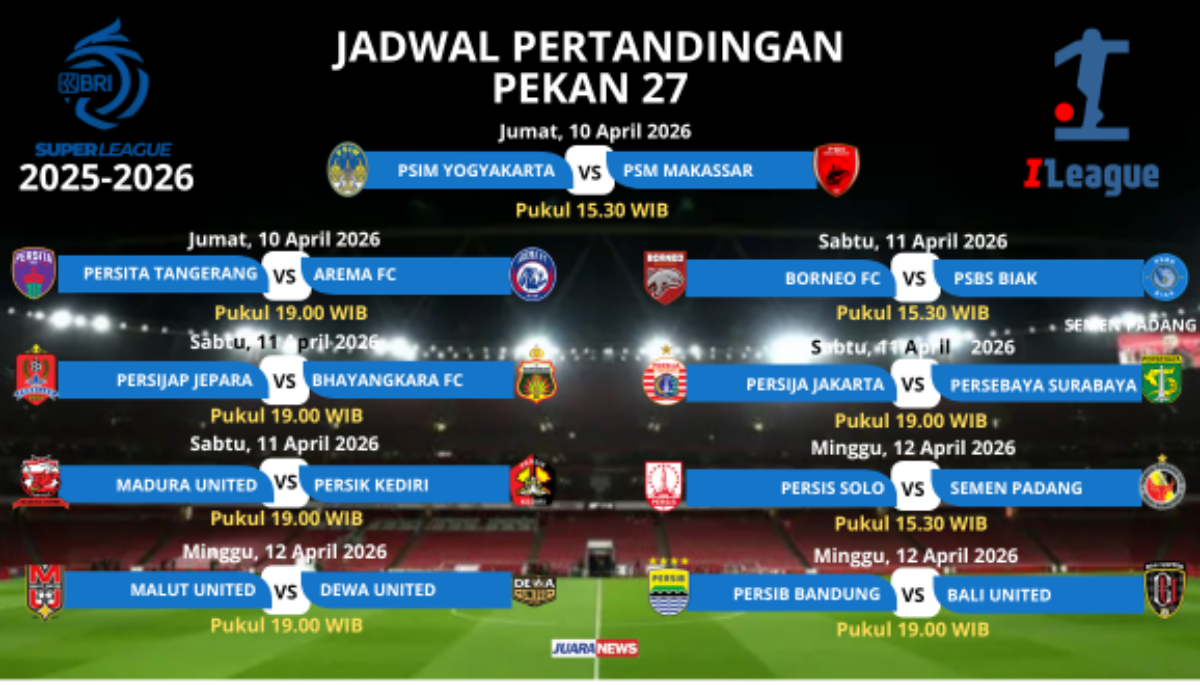Ini Jadwal Pertandingan Pekan 27 Super League 2025-2026