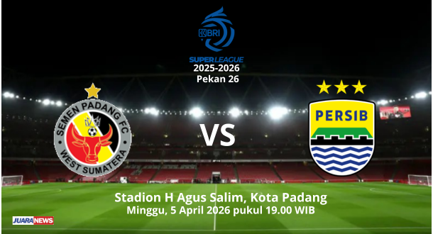 Laga sengit tersaji di Stadion H Agus Salim, Minggu (5/4/2026) malam, saat Semen Padang menjamu Persib Bandung pada Pekan 26 Super League.