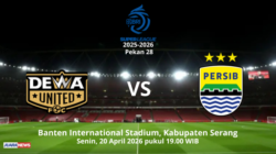 Persib Bandung kembali melakoni laga krusial dalam upaya mempertahankan gelar juara, dengan menghadapi Dewa United, Senin (20/4/2026) malam.