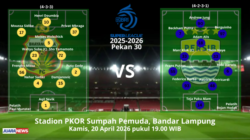 Laga sengit bakal tersaji di Stadion Sumpah Pemuda, Kamis (30/4/2026) malam, saat Bhayangkara menjamu Persib Bandung pada Pekan 30.