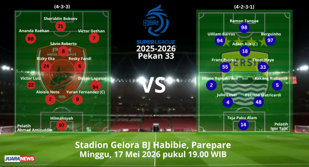 Laga seru bakal tersaji di Stadion Gelora BJ Habibie, Parepare, Minggu (10/5/2026) mulai pukul 19.00 WIB, saat PSM menjamu Persib Bandung.