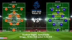 Laga seru tersaji di Stadion Segiri, Minggu (10/5/2026) sore, saat Persija Jakarta menjamu Persib Bandung pada Pekan 32 Super League.