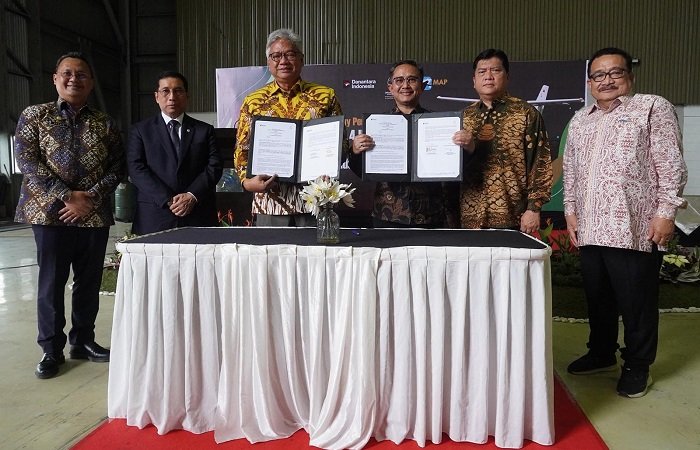 PT Dirgantara Indonesia (PTDI) menandatangani kontrak jual beli 4 unit pesawat N219 dengan PT Mitra Aviasi Perkasa (MAP), Selasa (5/5/2026).