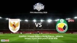 Timnas Indonesia bakal melakoni laga kedua pada FIFA Matchday Juni 2026, menghadapi timnas Mozambik di SUGBK, Selasa (9/6/2026) malam.