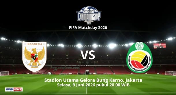 Timnas Indonesia bakal melakoni laga kedua pada FIFA Matchday Juni 2026, menghadapi timnas Mozambik di SUGBK, Selasa (9/6/2026) malam.