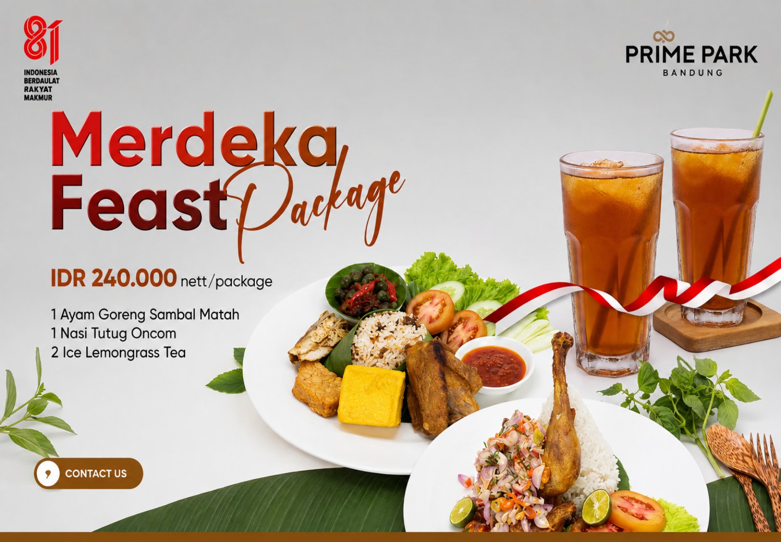Semarak Hari Kemerdekaan Republik Indonesia ke-81 turut dirayakan PRIME PARK Hotel Bandung dengan menghadirkan rangkaian promo spesial.