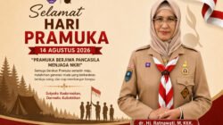 Hj. Ratnawati, mengajak generasi muda menjadikan Gerakan Pramuka sebagai wadah membangun karakter, kemandirian, dan semangat cinta tanah air.