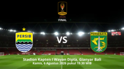 Persib Bandung tinggal selangkah lagi merengkuh gelar Piala Presiden 2026, dengan melakoni final menghadapi Persebaya, Kamis (6/8/2026) malam.
