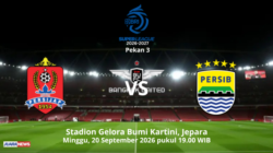 Laga seru bakal tersajdi di Stadion Gelora Bumi Kartini, Jepara, Minggu (20/9/2026) malam, saat Persijap menjamu Persib Bandung.