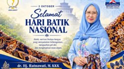 Hj. Ratnawati, mengajak masyarakat menjadikan peringatan Hari Batik Nasional sebagai momentum untuk mencintai, menjaga, dan melestarikan batik