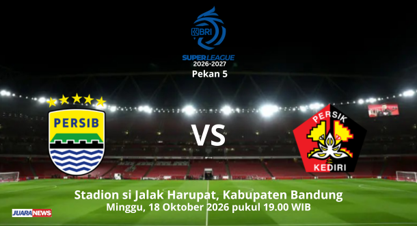 Laga seru tersaji di Stadion si Jalak Harupat, Minggu (18/10/2026) malam, saat Persib menjamu Persik pada Pekan 5 Super League 2026-2027.